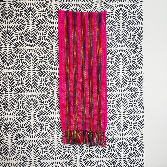 Target Neon Pink Bold Multicolored Bohemian Tassel Scarf - Picture 3 of 8